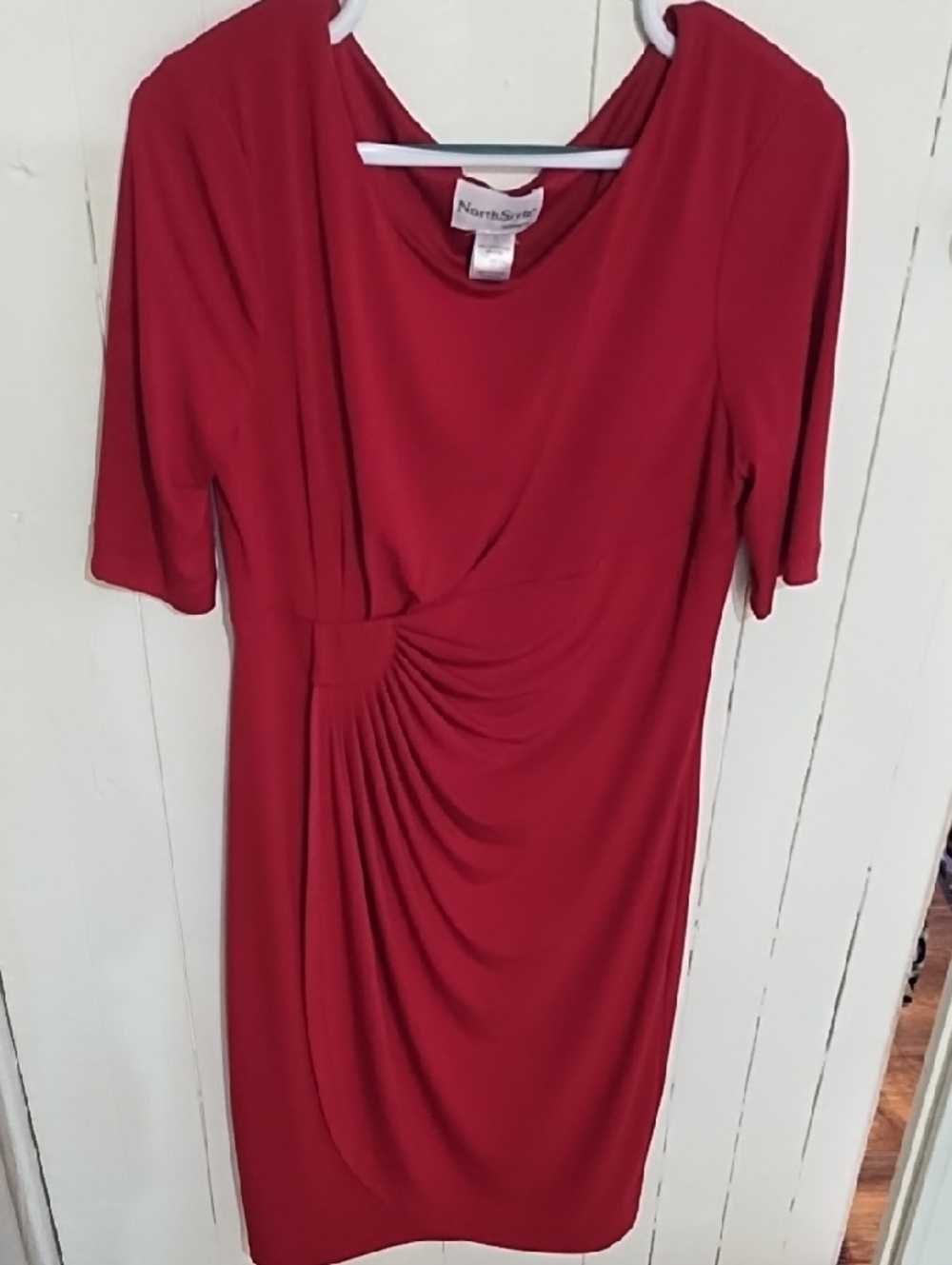 NorthStyle Ruby Red Ruched Midi Dress EUC Size 12.
